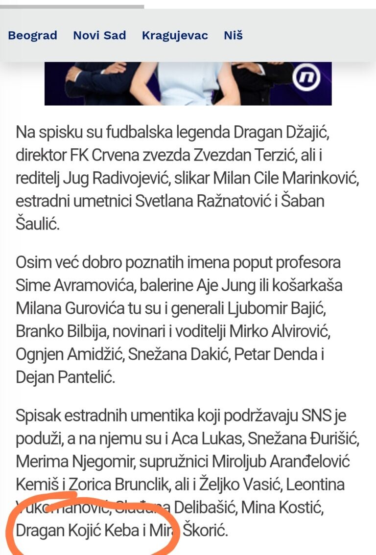 Prilog uz prijavu o licu Dragan Kojić Keba