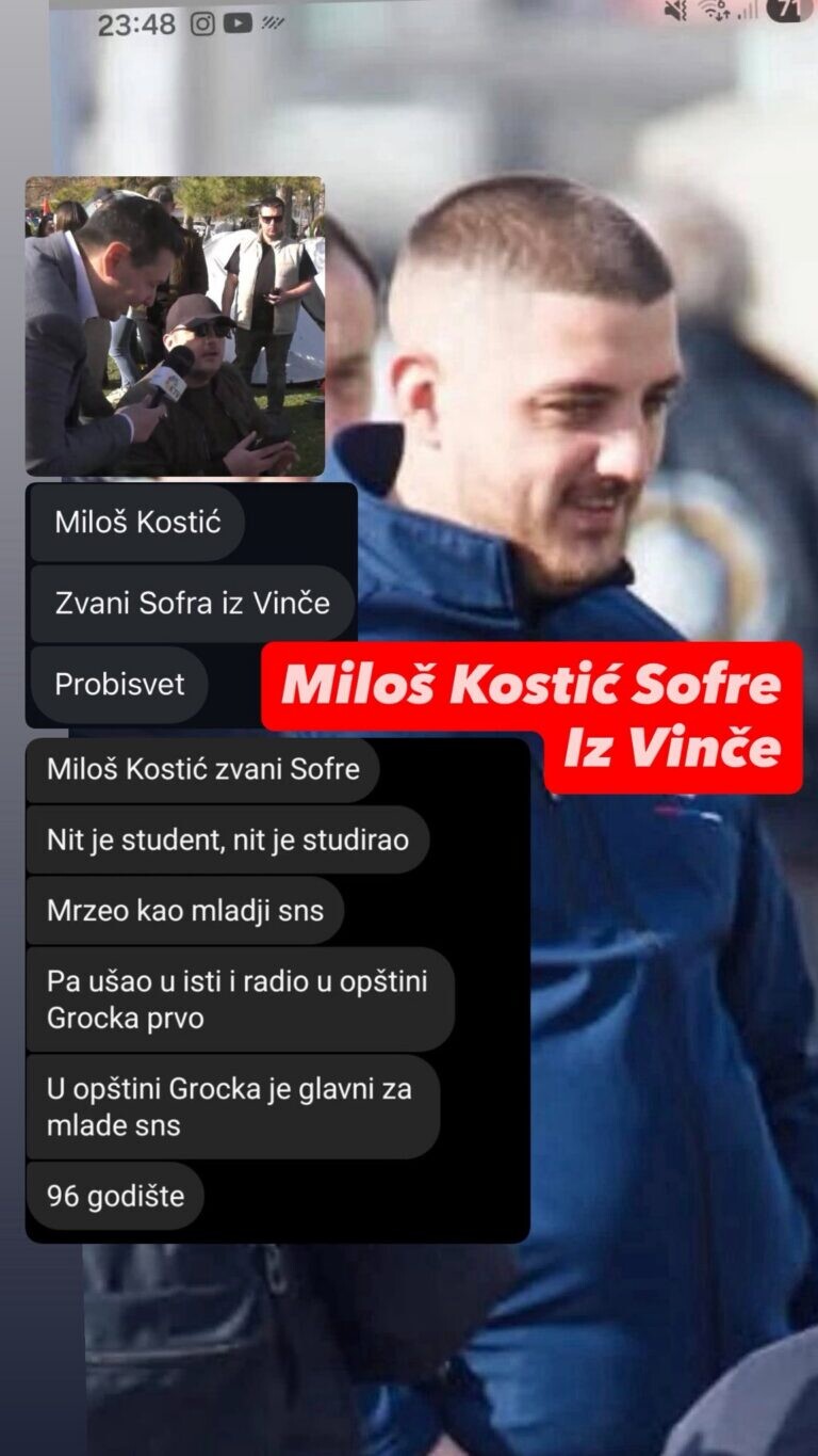 Prilog uz prijavu o licu Miloš Kostić