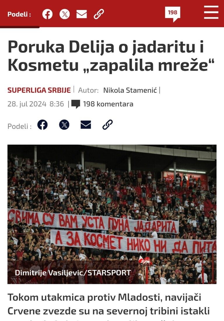 Prilog uz prijavu o licu Navijači zvezde, delije, četnici sever