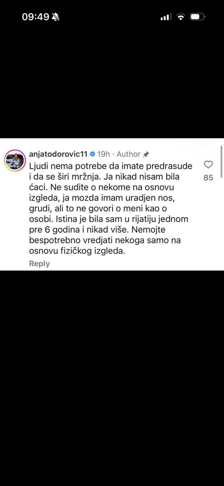 Prilog uz prijavu o licu Anja Todorović
